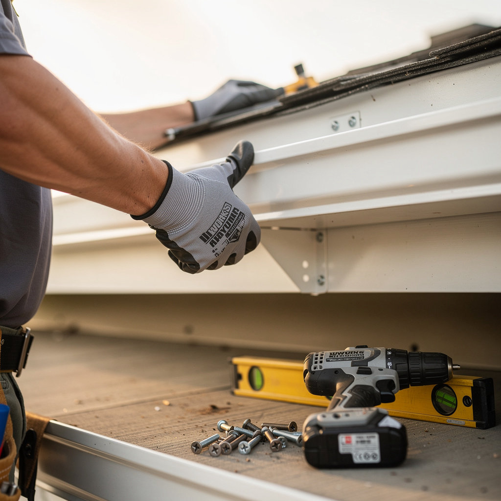 DWorks Handyman professional cleaning and maintaining gutters on a San Diego home